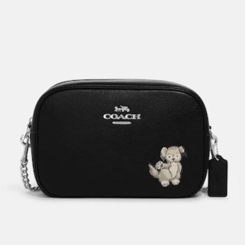 Coach Jamie Camera Bag With Happy Dog In Silver & Black Multi Color- New W/ Tag - Picture 15 of 16